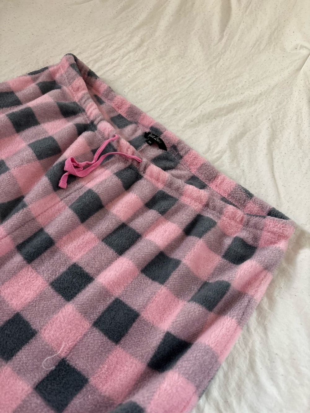 Just Love Pink and Gray Plaid Fleece Lounge Pants